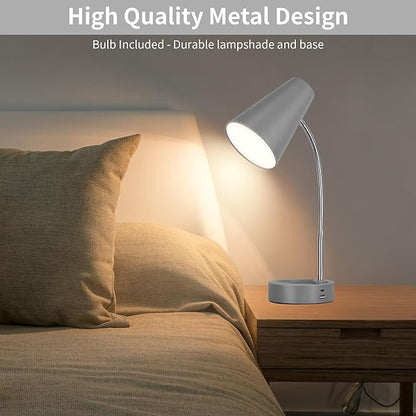 RUNTOP Desk lamp, Eye-Caring Table Lamps, 360°Rotation Gooseneck Lamp Reading Light Portable Reading Book Light, Desk Light, Study Desk Lamps for Bedroom and Office Home Lighting (Gray)