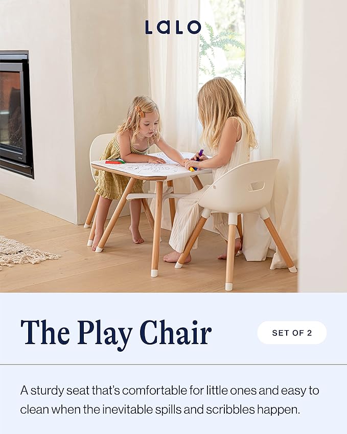 Lalo The Play Chair, Wooden and Non-Toxic Plastic Kids and Toddler Chair - Sturdy Bucket Seat and Easy to Clean Kids Chair with up to 200 lb. Weight Capacity, Set of 2 - Sage