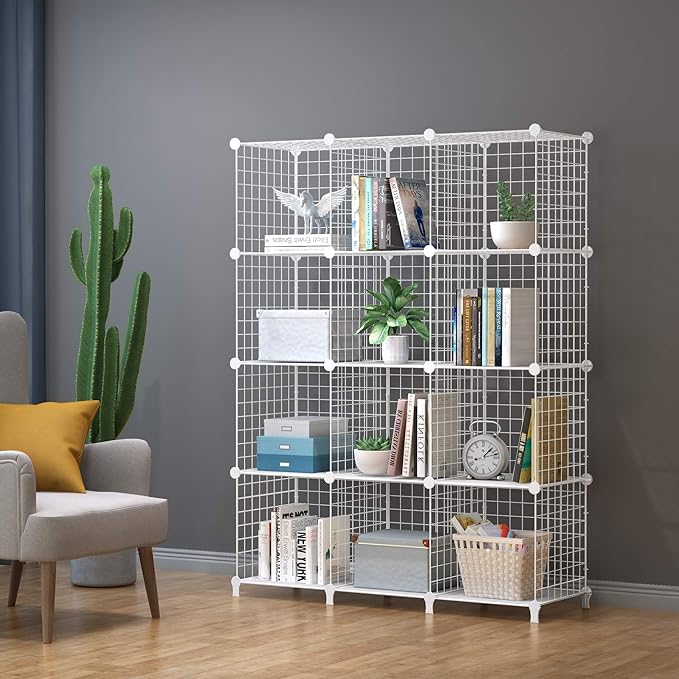 HOMIDEC Closet Organizers and Storage, 12 Storage Cubes, Wire Cube Storage DIY Room Storage Shelf for Garment Racks, Closet, Wardrobe