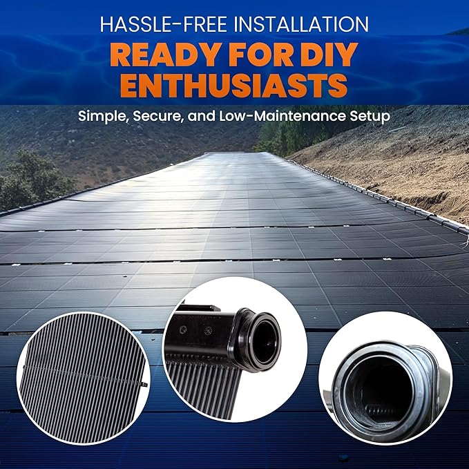 Industrial Grade Solar Pool Heater DIY Kit - Superior High-Wind Strapless Mounting System & Maximum Freeze Resistance (10-4'x9.5' / 380 Square Feet)