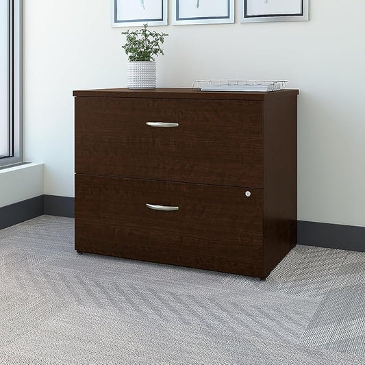 Bush Business Furniture Series C 2 Drawer Lateral File Cabinet, Locking Document Storage for Home or Professional Office, Mocha Cherry