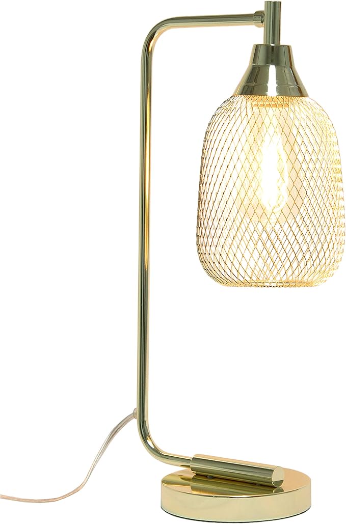 Elegant Designs LD1060-GLD Mesh Wire Table Lamp, Gold