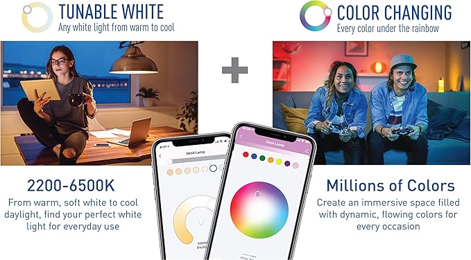 Cree Lighting Connected Max Smart Led Bulb Par38 Outdoor Flood Tunable White + Color Changing, 2.4 Ghz, Compatible with Alexa and Google Home, No Hub Required, Bluetooth + WiFi, Pack of 4