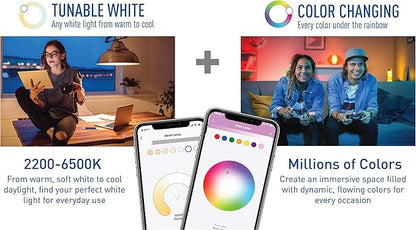 Cree Lighting Connected Max Smart Led Bulb Par38 Outdoor Flood Tunable White + Color Changing, 2.4 Ghz, Compatible with Alexa and Google Home, No Hub Required, Bluetooth + WiFi, Pack of 4