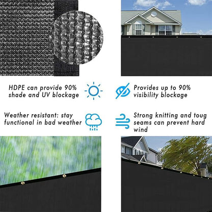 UPGRADE Privacy Fence Screen 6'x39' Black Outdoor 90% Visibility Blockage 170 GSM Mesh Shade Cover Panels for Backyard,Balcony,Home Decoration with Zip Ties,Customized Avaliable