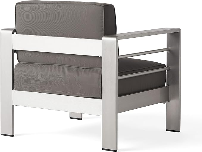 Christopher Knight Home Cape Coral Outdoor Chat Set with Fire Table, 5-Pcs Set, Khaki / Dark Grey