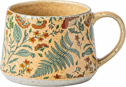 Ceramic Coffee Mug, 13oz Floral Design Pottery cute mugs, Ideal Gift for Women unique vintage pretty coffee mugs (Upgraded Summer Whisper)