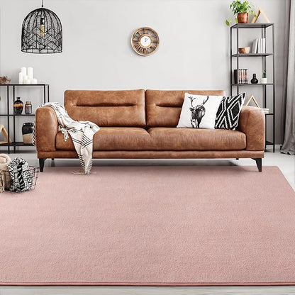 Area Rugs for Bedroom Living Room, 4x6 Pink Super Soft Comfy Thickened Memory-Foam Indoor Carpets, Modern Aesthetic Minimalist Carpet for Boys Girls Adults Apartment Nursery Home Décor