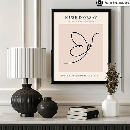 Poster Master Vintage Poster - Retro One Line Butterfly Drawing Print - Butterfly Line Art - Minimal Gift for Him, Her, Animal Lover - Abstract Decor for Home, Office, 24x32 Unframed Wall Art
