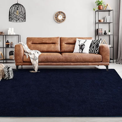 Area Rugs for Bedroom Living Room, 6x9 Navy Blue Super Soft Comfy Thickened Memory-Foam Indoor Carpets, Modern Aesthetic Minimalist Carpet for Boys Girls Adults Apartment Nursery Home Décor