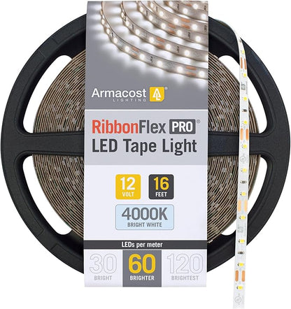 Armacost Lighting 152230 RibbonFlex Pro Series 60 LED Lights Strip, 16.4 ft, 4000K,