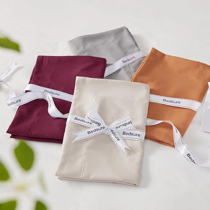 Bedsure Burgundy King Size Comforter Set - 7 Pieces Solid King Bed in a Bag, King Bed Set Burgundy with Comforters, Sheets, Pillowcases & Shams