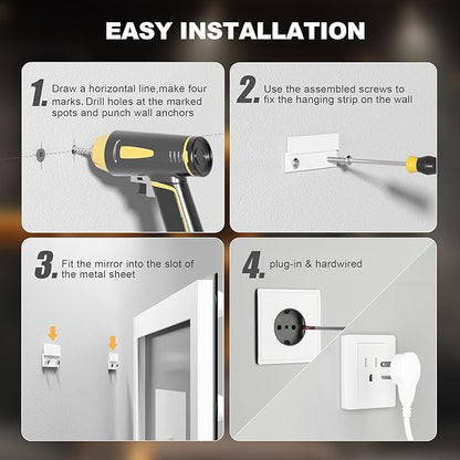 Hasipu LED Bathroom Mirror with Lights, 71" x 32" Hollywood Wall-Mounted Bathroom Mirror with 28 Dimmable Bulbs, 3 Colors Modes, Touch Control, Anti-Fog, Memory Function, Shatter-Proof, ETL Listed