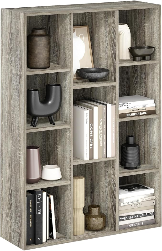Furinno Luder 11-Cube Reversible Open Shelf Bookcase, French Oak