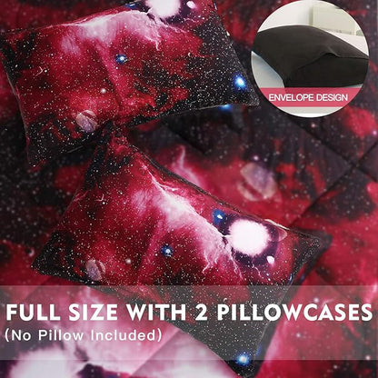 Litanika 3D Galaxy Comforter Full(79x90lnch), 3 Pieces(1 Galaxy Comforter, 2 Pillowcases), Universe Outer Space Bedding Set, Microfiber Comforter Set for Kid Boy Girl Teen