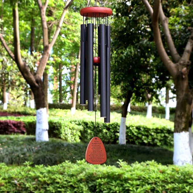 Memgift Memorial Wind Chimes for Outside – Sympathy Gift for Loss of Mother, Outdoor Yard Keepsake Wind Chime in Memory of Mom