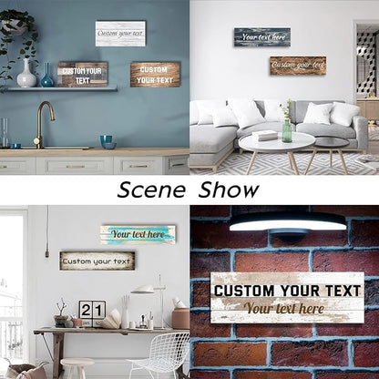 LZIMU Custom Text Signs Wall Decor Personalized Canvas Quote Family Sign Wall Art Wood Background Rustic Farmhouse Decor Framed (12"x36")
