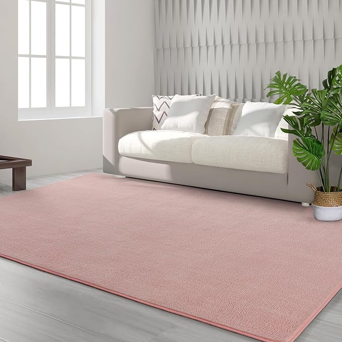 Area Rugs for Bedroom Living Room, 4x6 Pink Super Soft Comfy Thickened Memory-Foam Indoor Carpets, Modern Aesthetic Minimalist Carpet for Boys Girls Adults Apartment Nursery Home Décor
