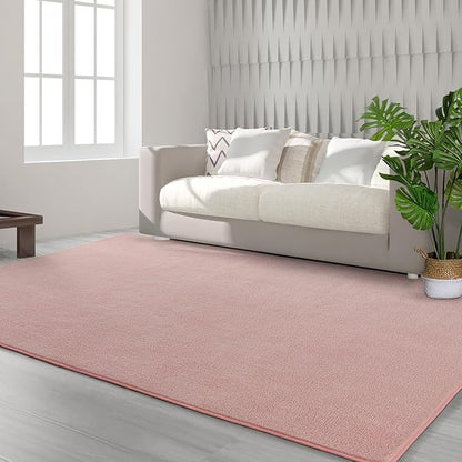 Area Rugs for Bedroom Living Room, 4x6 Pink Super Soft Comfy Thickened Memory-Foam Indoor Carpets, Modern Aesthetic Minimalist Carpet for Boys Girls Adults Apartment Nursery Home Décor