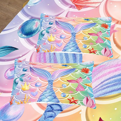 NINENINE Mermaid Tail Bedding Sets,Mermaid Comforter Rainbow Bedding,Twin Comforter Sets for Girls,Blue Glitter Comforter Sets with 1Comforter 1Pillowcase