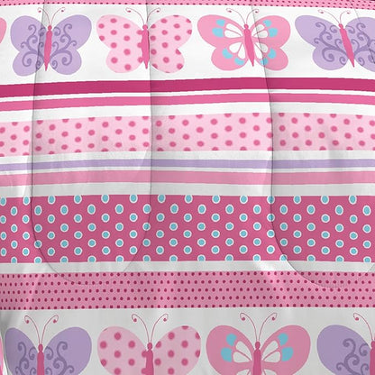 Dream Factory Butterfly Dots Ultra Soft Microfiber Girls Comforter Set, Pink, Twin