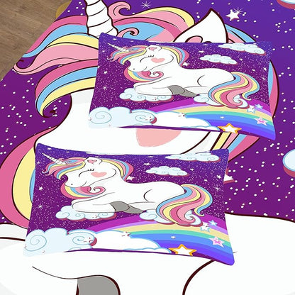 Tailor Shop Unicorn Bedding Sets Queen Size,Purple Unicorn Comforter Sets for Girls Kids Teens with 2 Pillowcase…
