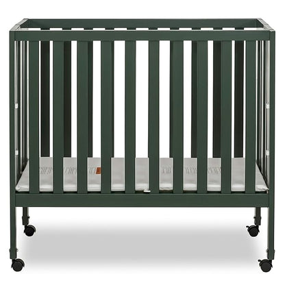 Jett Non-Full Size Folding Convertible Crib, Lightweight Portable Crib, Three Adjustable Mattress Height Settings, Easy to Fold Travel Crib, 1.5” Mattress Pad Included