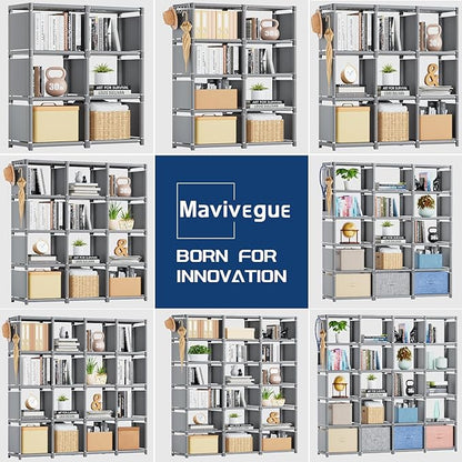 Mavivegue Book Shelf, 6 Cube Storage Organizer, DIY Bookcase, Metal Cube Bookshelf,Tall Book case for Bedroom, Living Room,Office,Closet Storage Organizer, Grey Cubicle Storage Rack