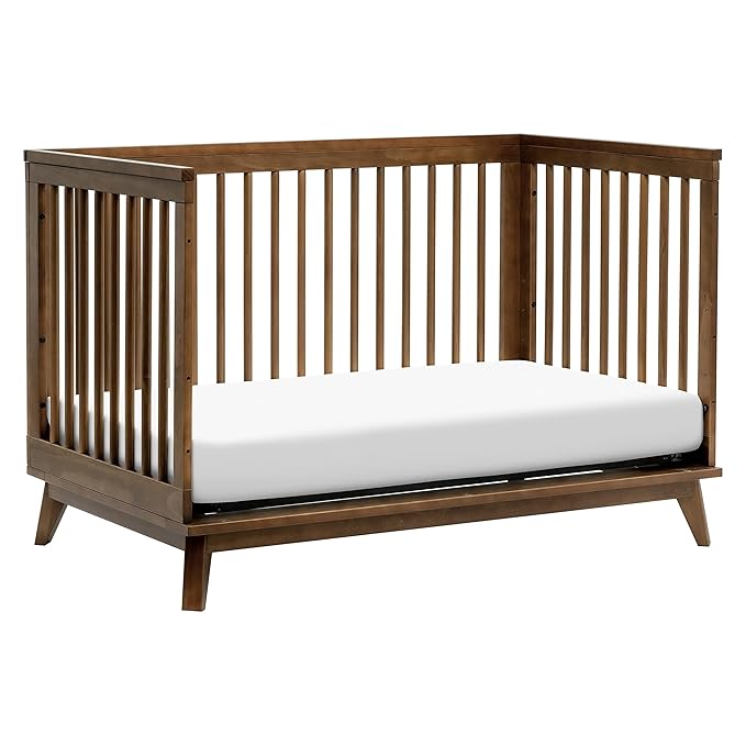 Babyletto Scoot 3-in-1 Convertible Crib with Toddler Bed Conversion Kit in Natural Walnut, Greenguard Gold Certified