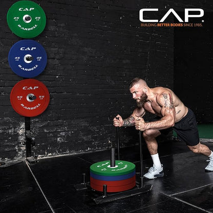 CAP Barbell 2-Inch Olympic Bumper Plate Weight Set with 6 Post Rack | 100-370 lbs | Multiple Options