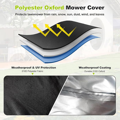Lawn Mower Cover Compatible with Ryobi, Heavy Duty Lawnmower Covers, Polyester Oxford Push Mower Cover, with Drawstring and Storage Bag, for Dust and Outdoor Protection, Black