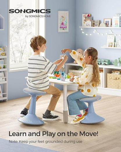 SONGMICS Kids Wobble Chair, Wiggle Stool for Kids Ages 5-8, Comfortable 60D Foam Seat, Breathable Fabric, Anti-Slip Base, 14.2-Inch High, Tool-Free Assembly, Pale Blue and Dove Gray UOSC009Q01