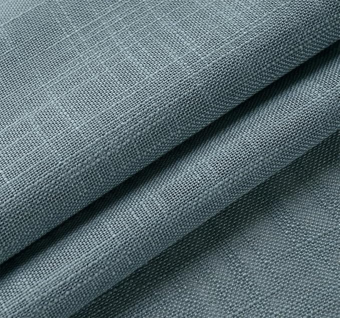 MIUCO Semi Sheer Curtains Poly Linen Textured Solid Grommet Curtains 63 Inches Long for Living Room 2 Panels (2 x 37 Wide x 63" Long) Teal