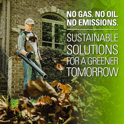 Greenworks 80V (180 MPH / 610 CFM / 75+ Compatible Tools) Cordless Brushless Backpack Blower, 2.5Ah Battery and Rapid Charger Included, Green/Black