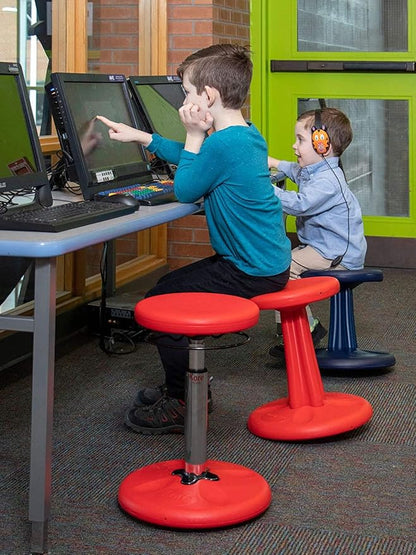 Kore Kids Wobble Chair - Flexible Seating Stool for Classroom & Elementary School, ADD/ADHD - Made in The USA - Age 6-7, Grade 1-2, Red (14in)