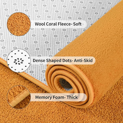 Area Rugs for Bedroom Living Room, 4x6 Orange Super Soft Comfy Thickened Memory-Foam Indoor Carpets, Modern Aesthetic Minimalist Carpet for Boys Girls Adults Apartment Nursery Home Décor