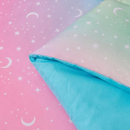 URBONUR Kids Bedding Set Twin Size 6 Pieces Comforter & Sheet Set Colorful Rainbow Tie Dye Stars Printed Girls Bedding Set Ultra Soft Bed Sets