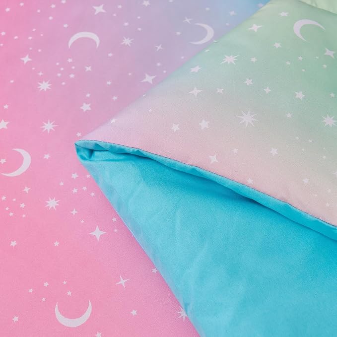 URBONUR Queen Size Comforter Set, Rainbow Stars Queen Bedding Set for Teen Girls Women, 6 Pieces Comforter, Flat Sheet, Fitted Sheet & Pillowcases