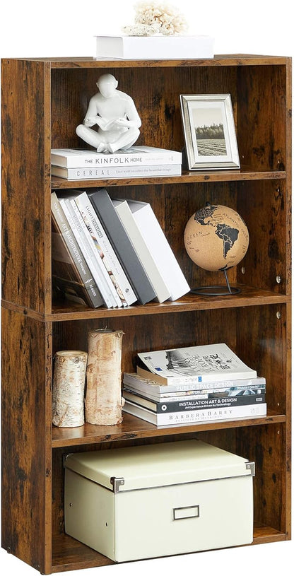 VASAGLE Bookshelf, 23.6 Inches Wide, 4-Tier Open Bookcase with Adjustable Storage Shelves, Floor Standing Unit, Rustic Brown ULBC164X01