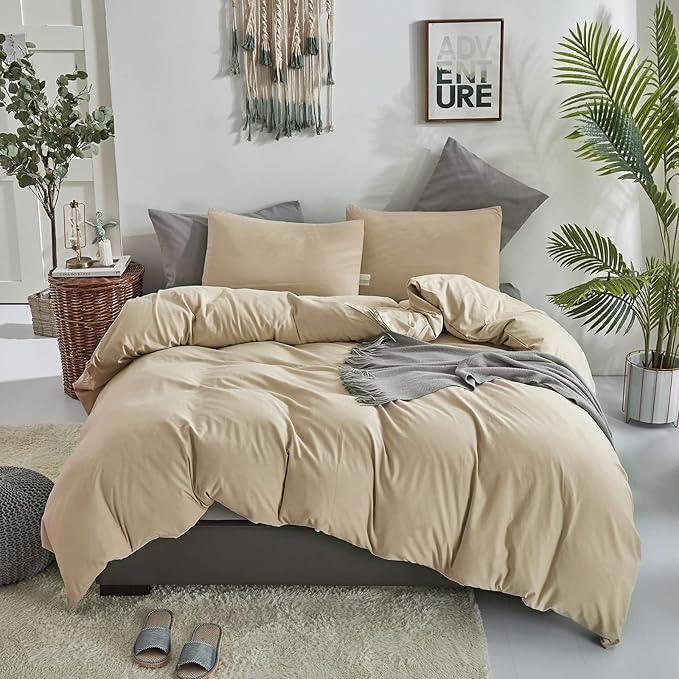 Champagne Comforter Twin Solid Champagne Deep Beige Bedding Set Lightweight Girls Soft Champagne Blanket Boys 3 PCs Durable Hotel Quality Comforter Set Twin