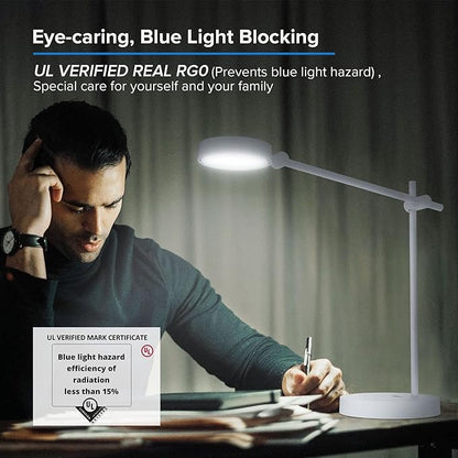 SANSI LED Desk Lamps for Office, Eye-caring No Blue Light Touch Control Desk Lamp with 6 Brightness Levels, 4 Modes with Memory Function, 10W 950 Lumens Modern Table Lamp for Home Reading, White