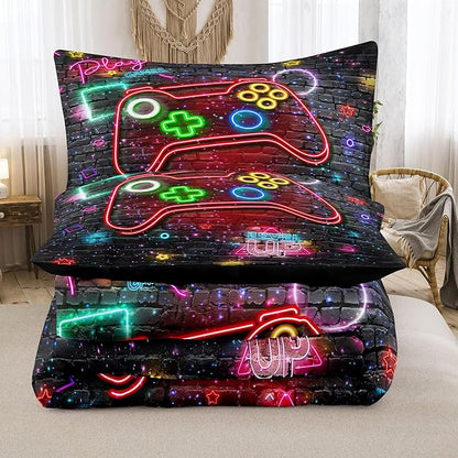 Boys Bedding Sets Twin Size, Gaming Comforter Sets for Boys, Boys Twin Comforter Set, Teen Boy Gamer Bedding Set with 1 Pillowcase…