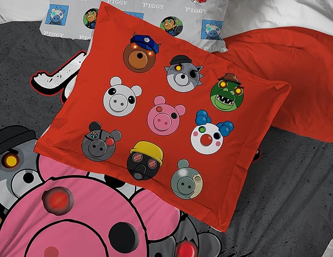 Jay Franco Piggy Join US 5 Piece Twin Size Bed Set - includes Comforter & Sheet Set - Super Soft Fade Resistant Polyester (Official Piggy Product)