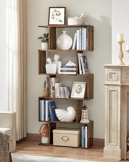 VASAGLE Bookcase, 5-Tier Bookshelf, Display Shelf and Room Divider, Freestanding Decorative Storage Shelving, Rustic Brown ULBC62BX, 27.6”L x 9.4”W x 62.6”H (70 x 24 x 159 cm)