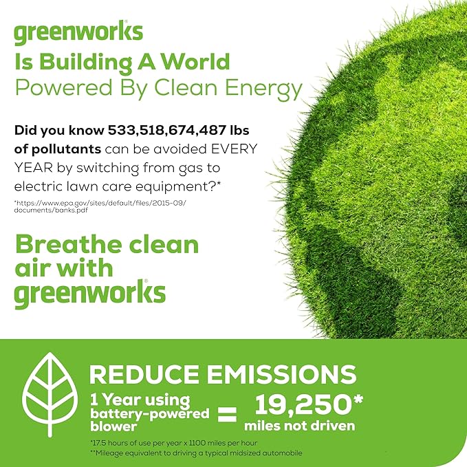Greenworks 60V 610 CFM Cordless Leaf Blower, 2.5 Ah Battery and Rapid Charger