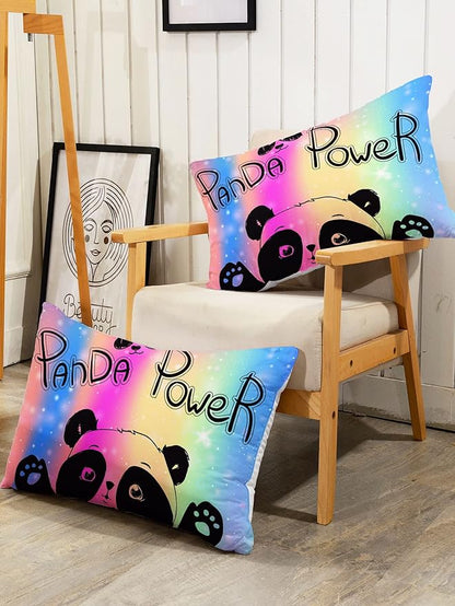 Datura home Bedding Comforter Set Rainbow Kawaii Cute Panda Printed Pattern with 1 and 2 Pillowcases for Girls Bedroom All Season(Panda Twin) Twin 68x86inches