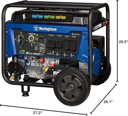 Westinghouse 12500 Peak Watt Tri-Fuel Home Backup Portable Generator, Remote Electric Start, Transfer Switch Ready, Gas, Propane, and Natural Gas Powered