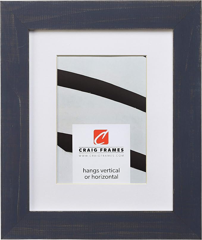 Craig Frames Jasper, 20 x 27 Inch Country Weathered Blue Picture Frame Matted to Display a 16 x 24 Inch Photo