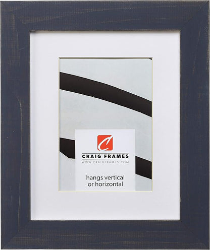 Craig Frames Jasper, 20 x 27 Inch Country Weathered Blue Picture Frame Matted to Display a 16 x 24 Inch Photo