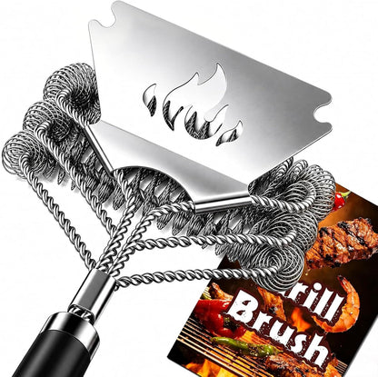 TNTOR Grill Brush Bristle Free with Scraper, 18" Handle BBQ Grill Brush for Outdoor Grill, Extra Strong Grill Cleaner Brush for Grill/Smoker/Gas/Charcoal, Father's Day Grill Gifts for Men/Dad